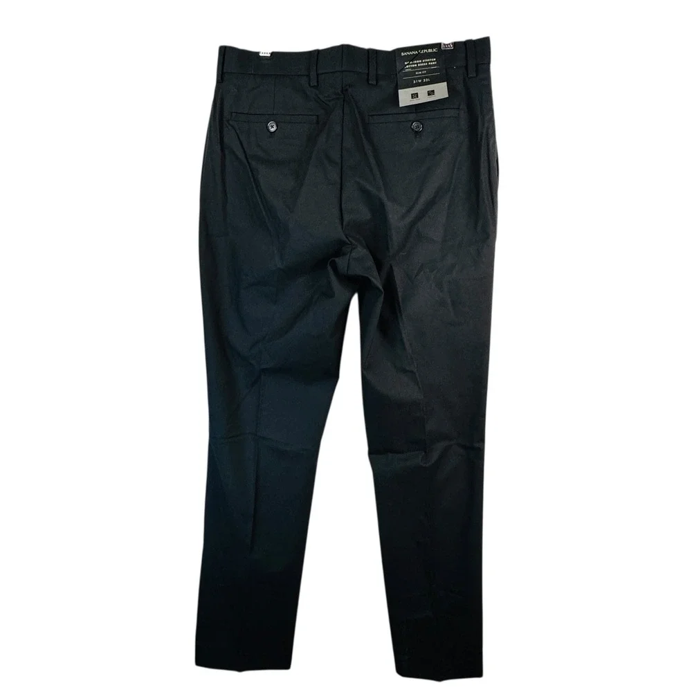 Banana Republic Slim-Fit Stretch Dress Pants 36x32 Black Flat Front NWT Classic‎